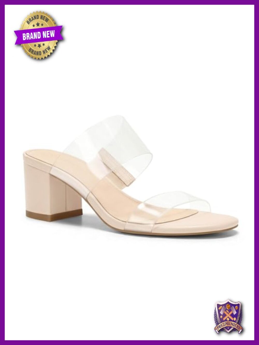 Clear Heeled Sandals Chunky Block Heels Mules Open Toe Slip On Dress Shoes